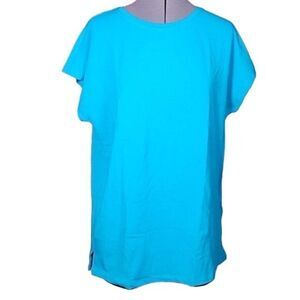 NWOT Isaac Mizrahi Live! Extended Shoulder Short Sleeve Knit Top Sz XS